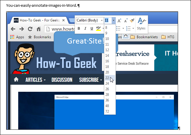 Настройка размера и стиля текста в выноске через мини-панель
