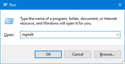 Ausführen-Dialog mit regedit-Befehl