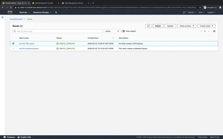 Список стэков в CloudFormation