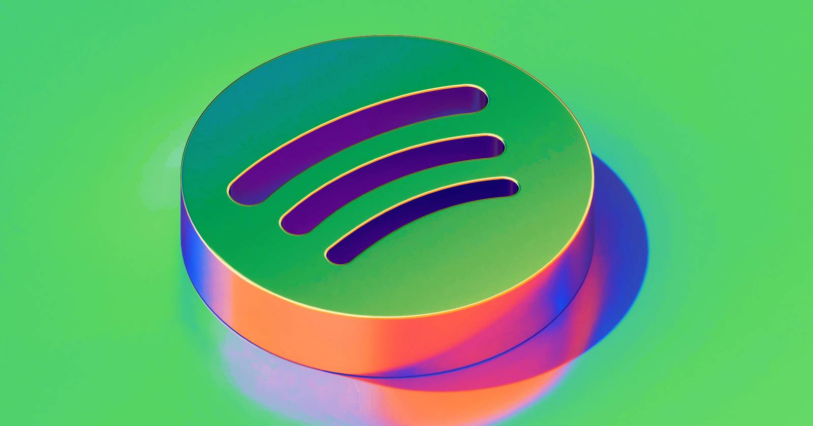 Металлический логотип Spotify на тёмном фоне