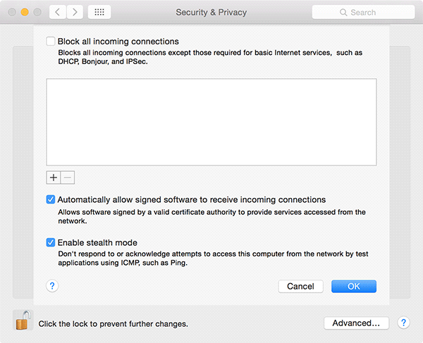 Опция «Включить режим невидимости» в параметрах брандмауэра