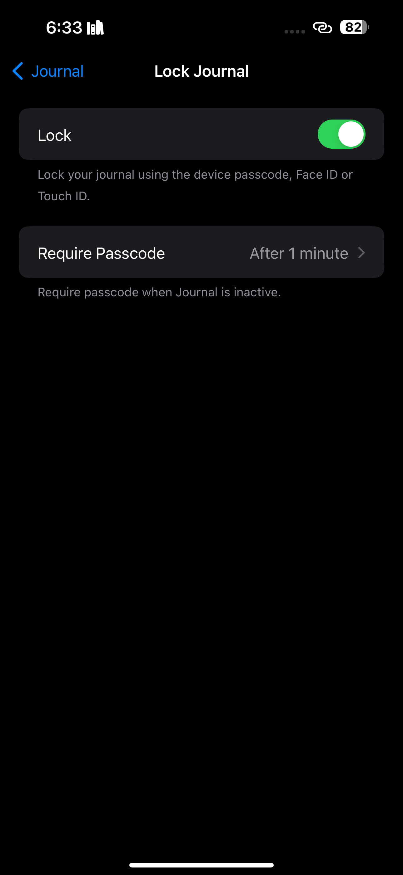 Блокировка Journal на iPhone