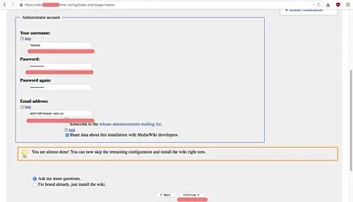 Admin creation