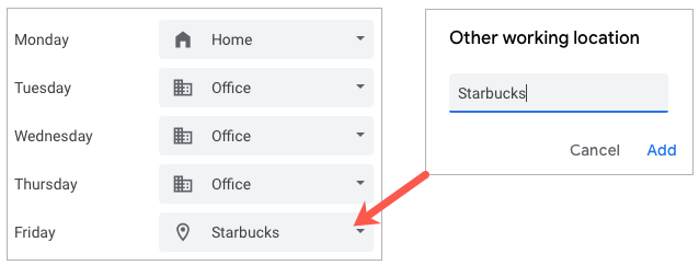 Выберите Где-то ещё для указания пользовательского места