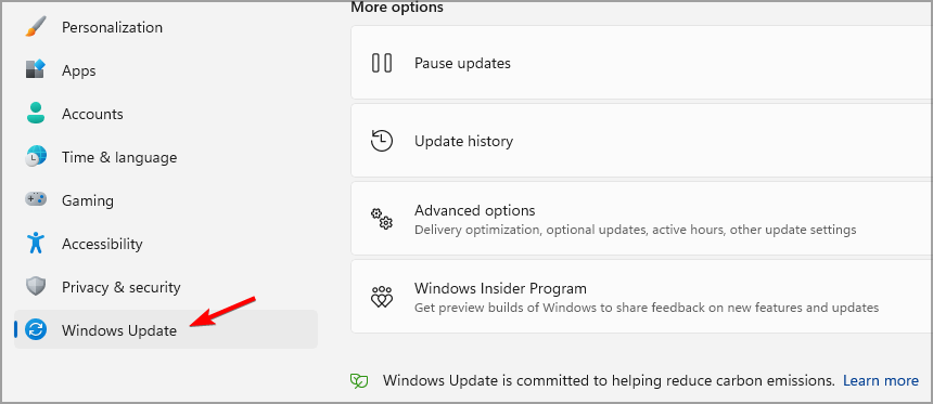 Проверка обновлений в Параметрах Windows