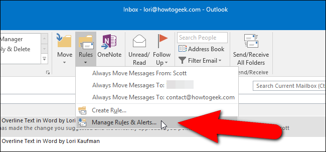 Экспорт и импорт правил в Outlook