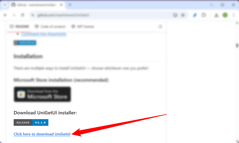 Загрузка установщика UniGetUI с GitHub