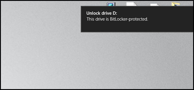 Уведомление Windows: диск защищён BitLocker