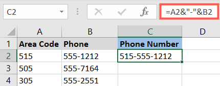Объединённые ячейки с дефисом между значениями
