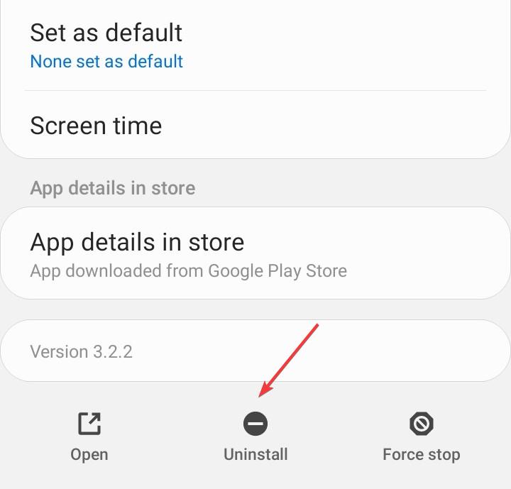 Кнопка Удалить приложение в Android