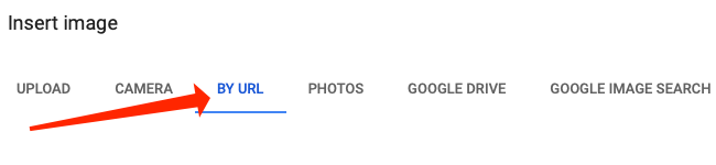 Вкладка By URL для вставки изображения по ссылке.