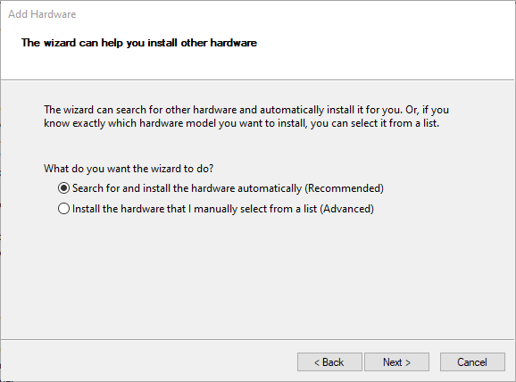 Параметр установки оборудования вручную