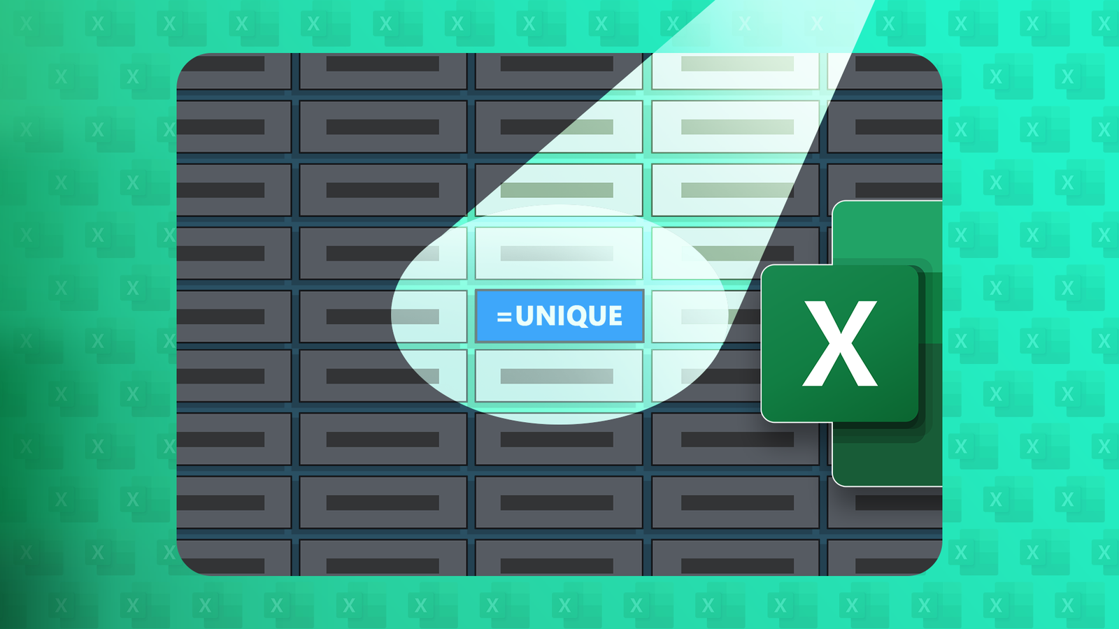 Иллюстрация электронной таблицы Excel с выделенной ячейкой, содержащей формулу '=UNIQUE'.
