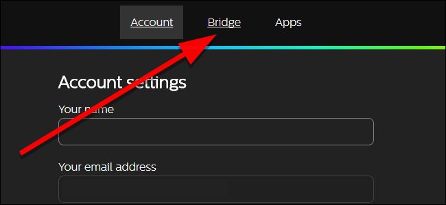Раздел Bridge в интерфейсе Hue