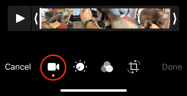Обрезка видео в приложении Фото iOS
