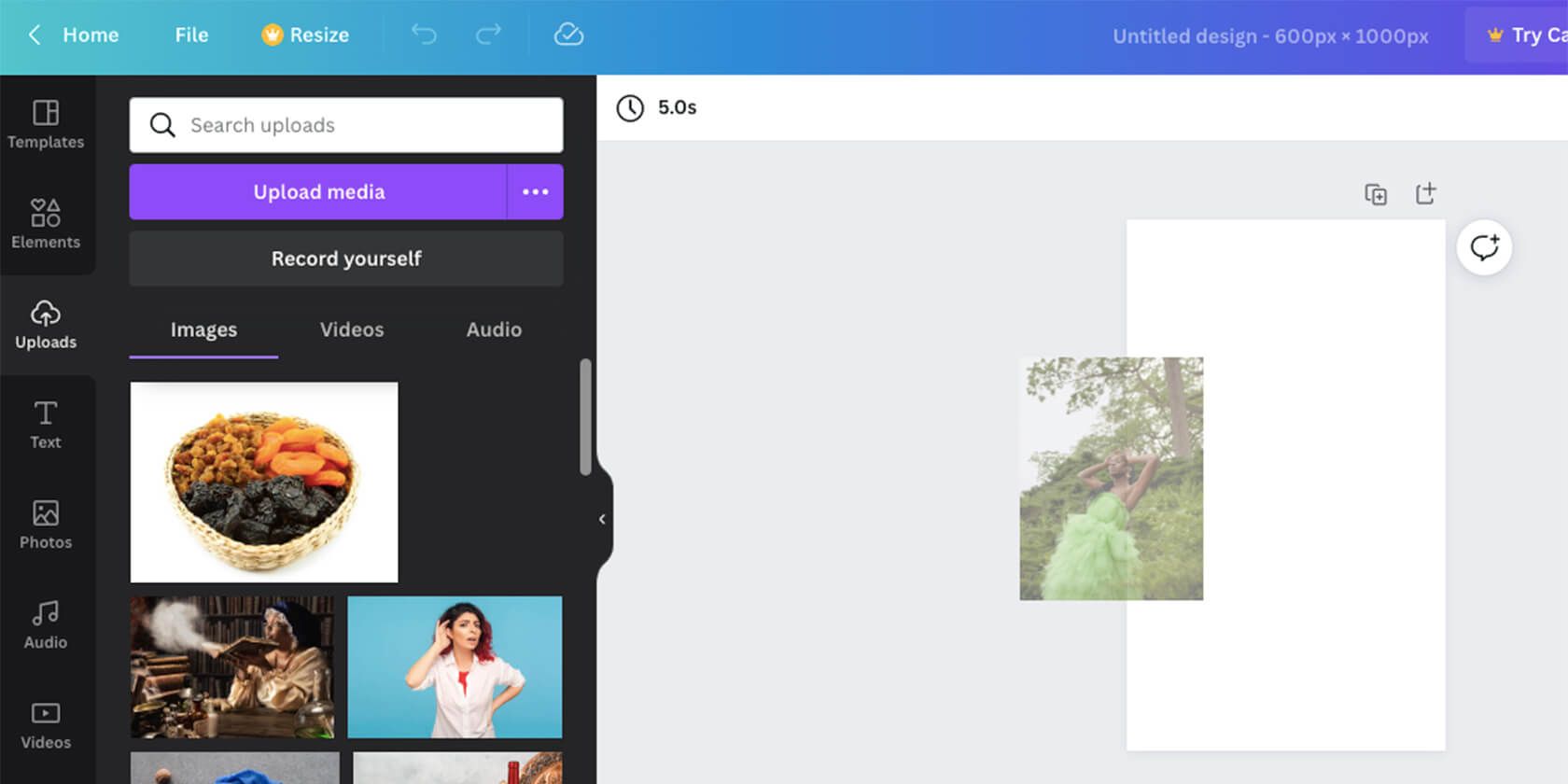 Загрузка изображения в Canva