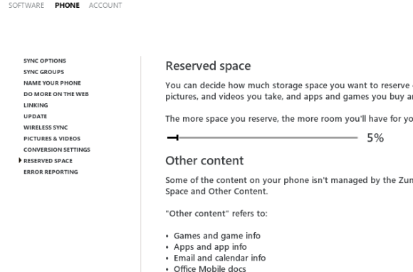 Слайдер для регулировки зарезервированного пространства на Windows Phone