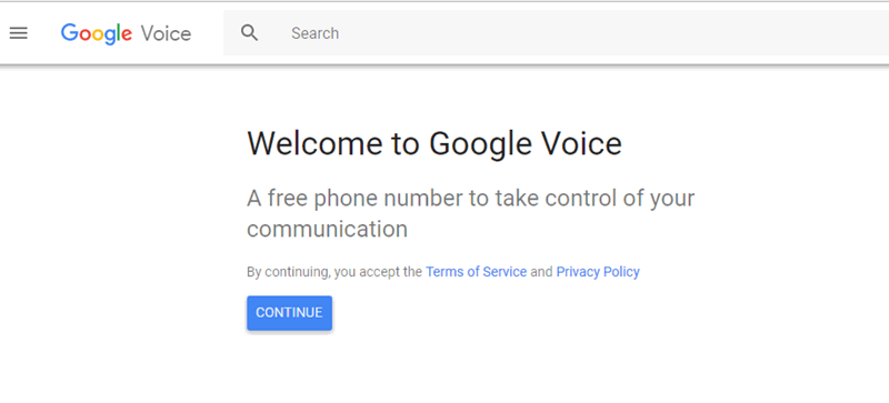 Экран приветствия Google Voice