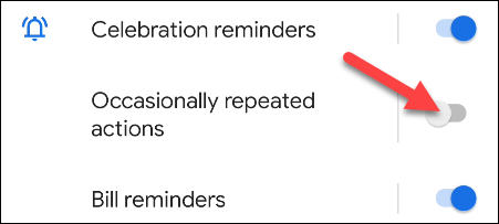 выключите канал уведомлений «Иногда повторяющиеся действия»