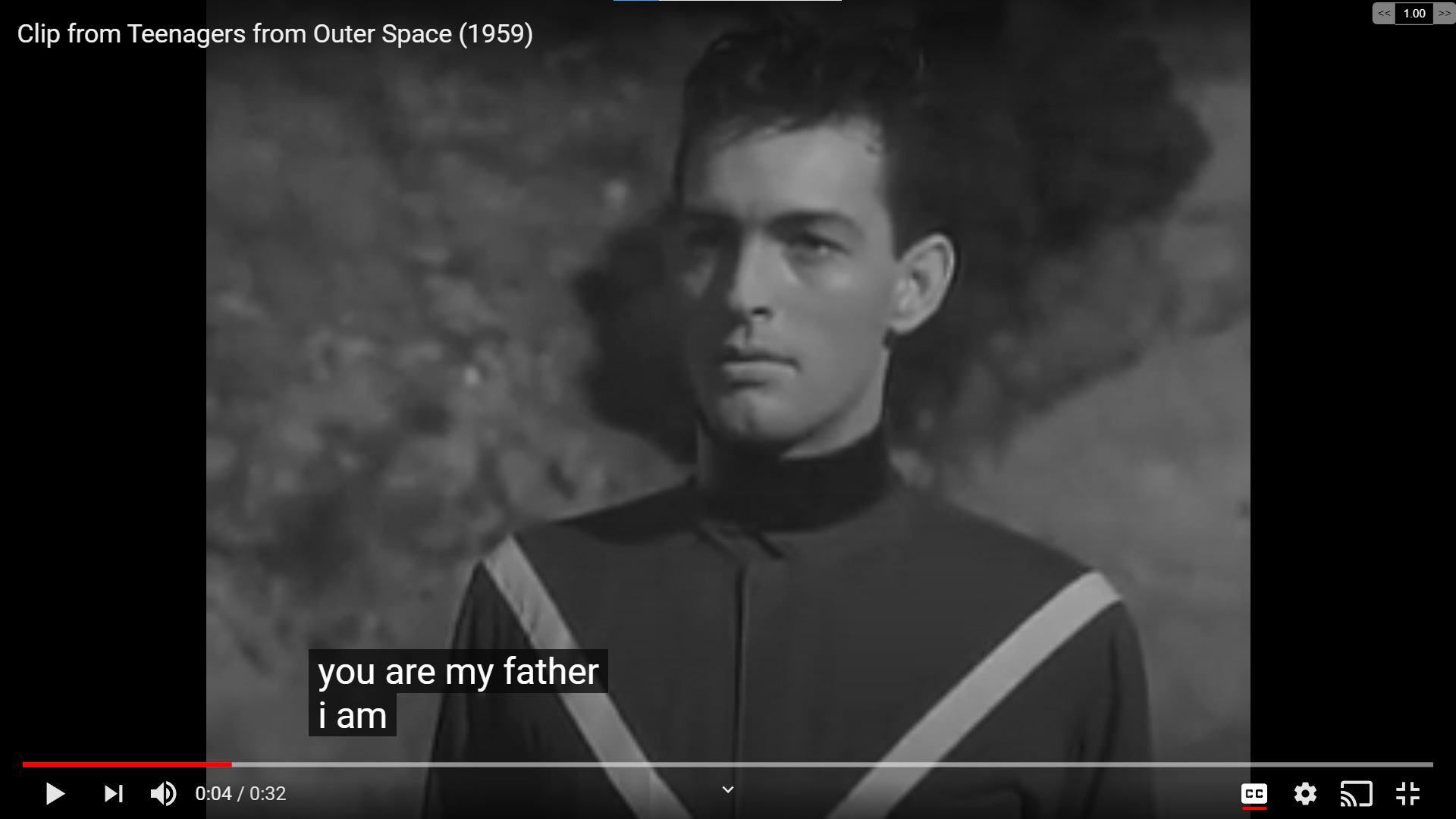 Пример автоматических субтитров YouTube