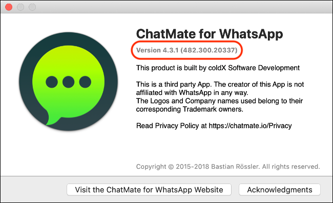 Нахождение номера версии в приложениях macOS через меню «Об»