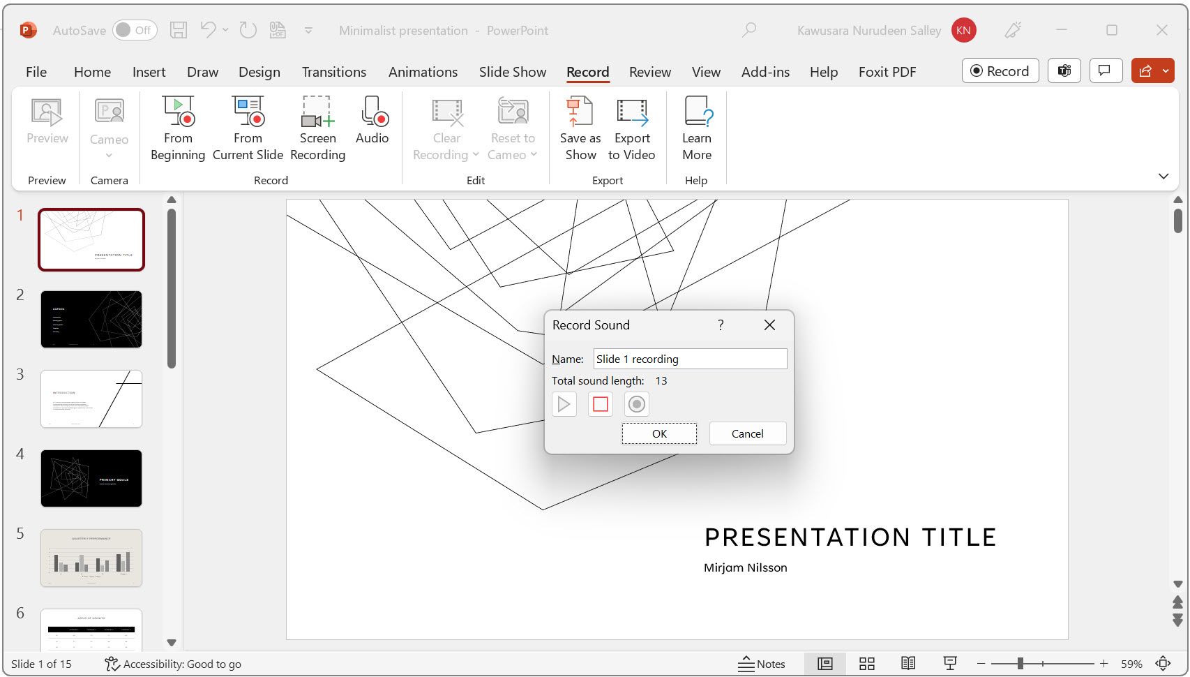 Остановить запись в PowerPoint