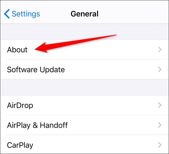 Apple iPhone Tap About Option