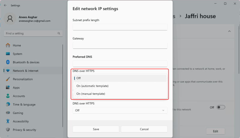 Включение DoH