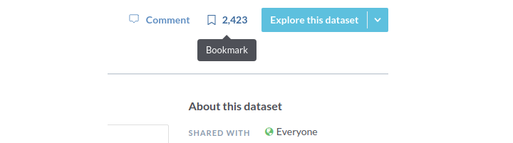 кнопка закладки на странице набора данных