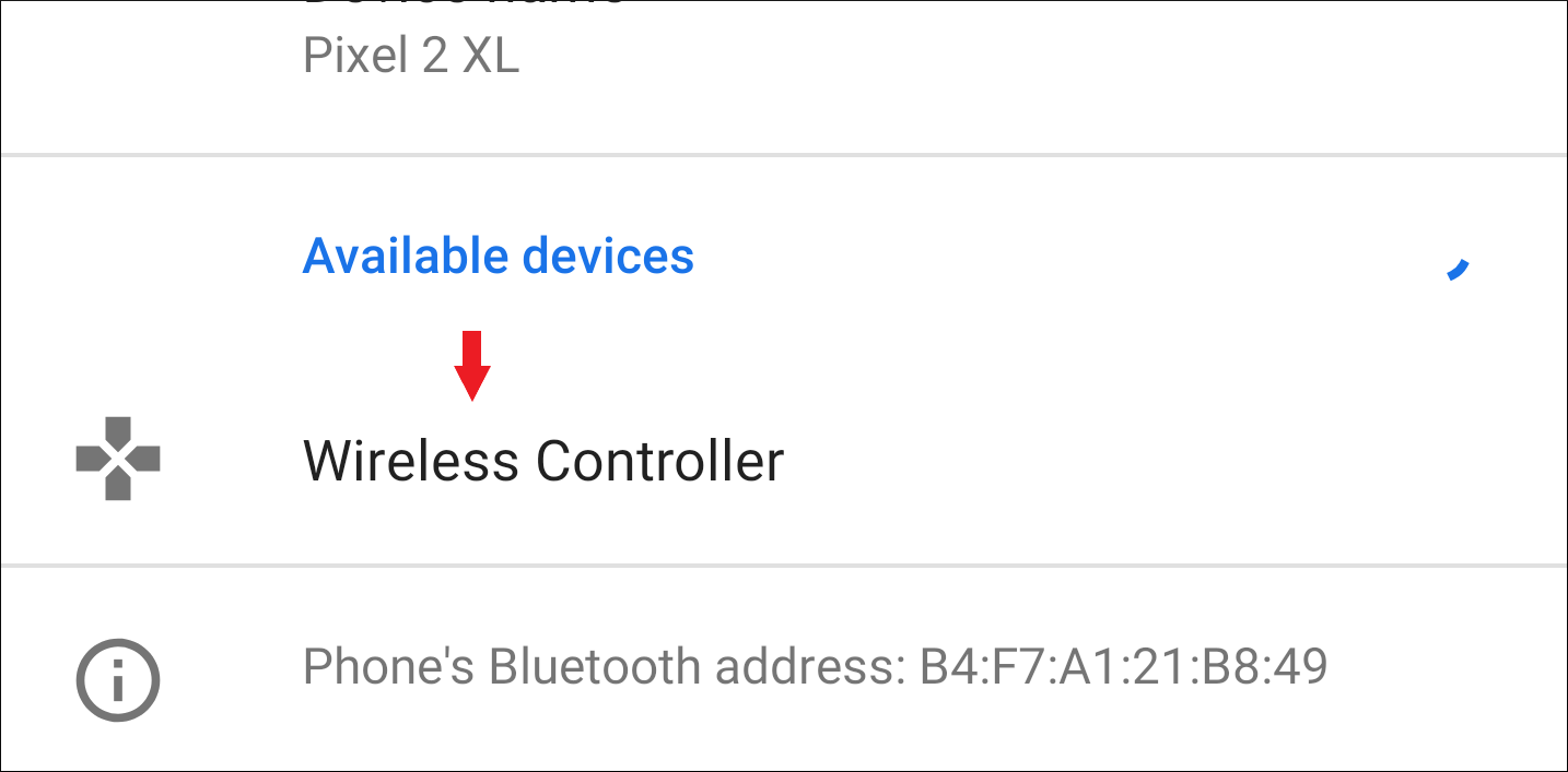 Выбор Wireless Controller в списке Bluetooth