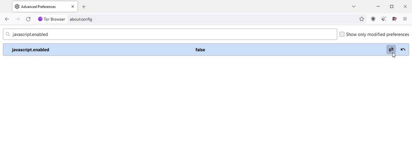 Tor Browser: настройка JavaScript через about:config