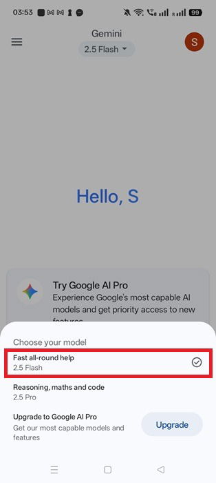 Gemini 2.5 Flash enabled as default in Gemini app (Android)