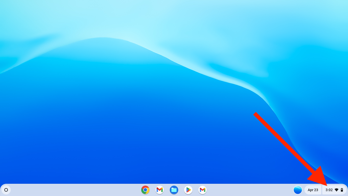 Указание на панель Quick Settings в Chrome OS