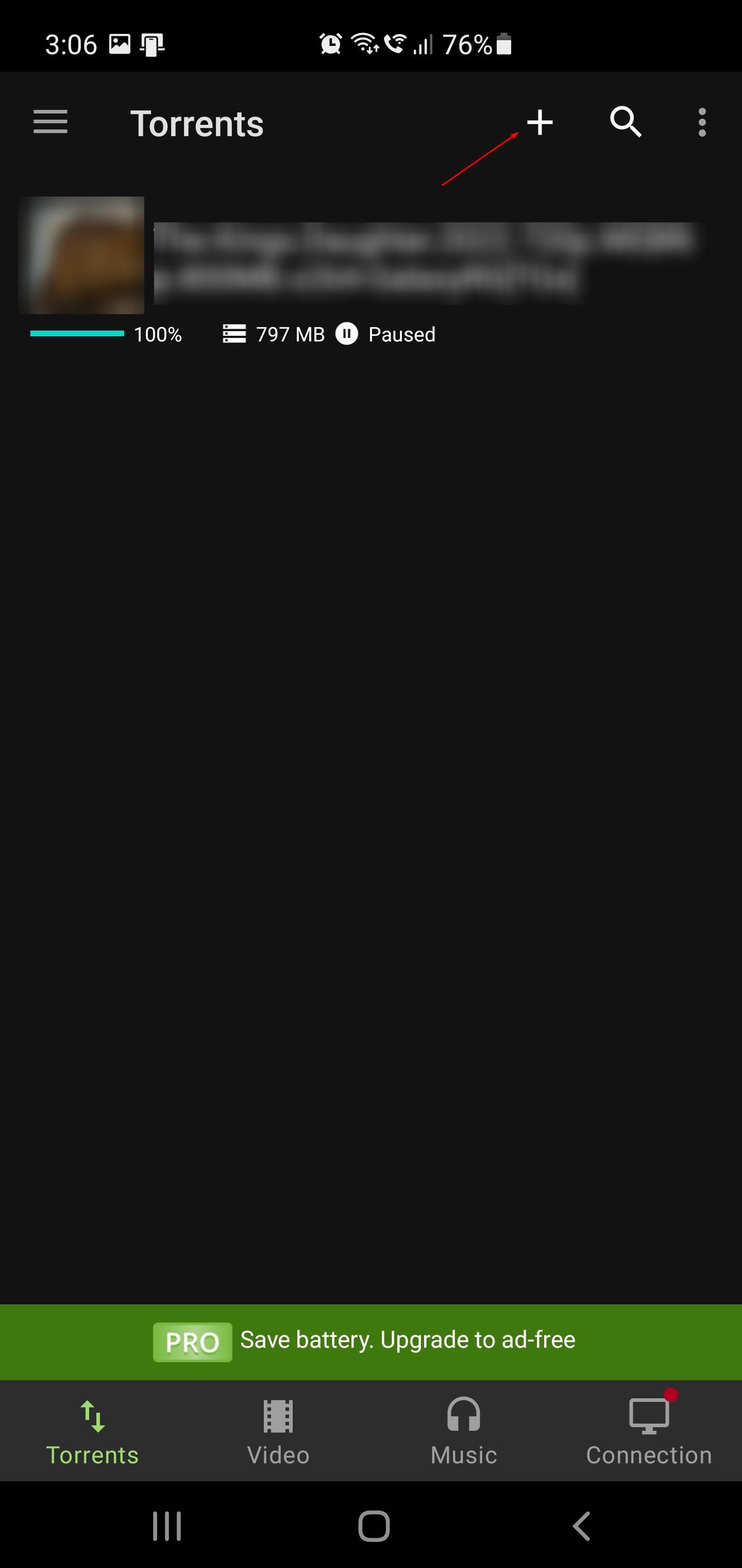 Добавление торрента в uTorrent на Android