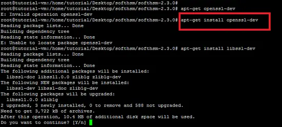 Installation du paquet openssl-dev via apt-get