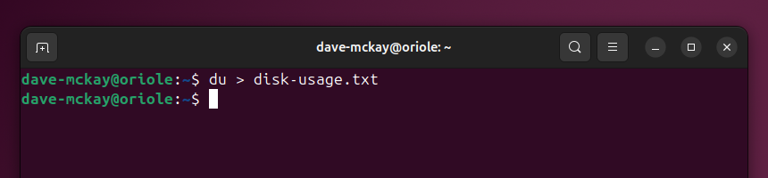 Перенаправление вывода du в текстовый файл disk-usage.txt.