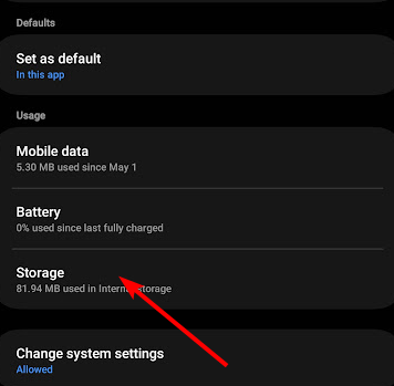 Настройки приложения Google Play — раздел Хранилище