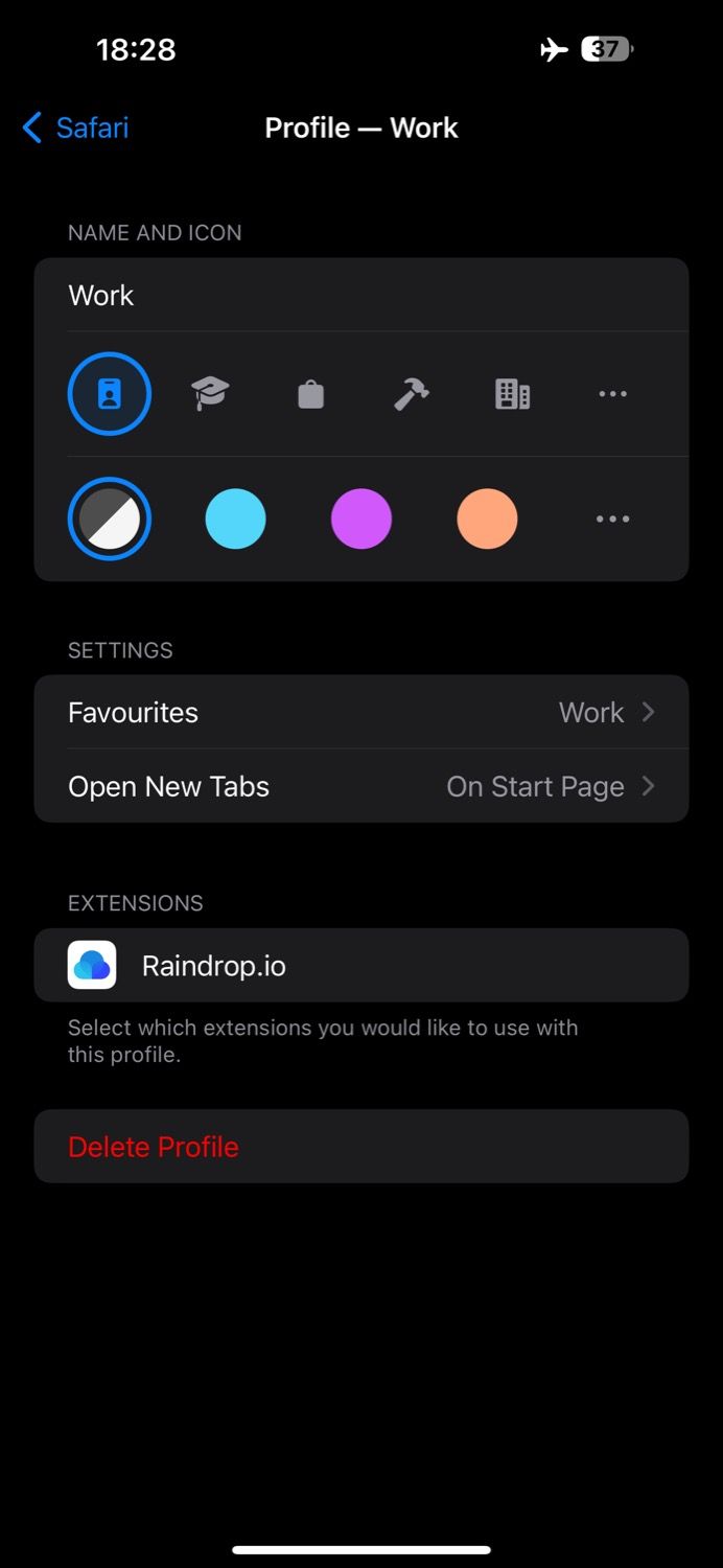 Удаление профиля Safari на iPhone