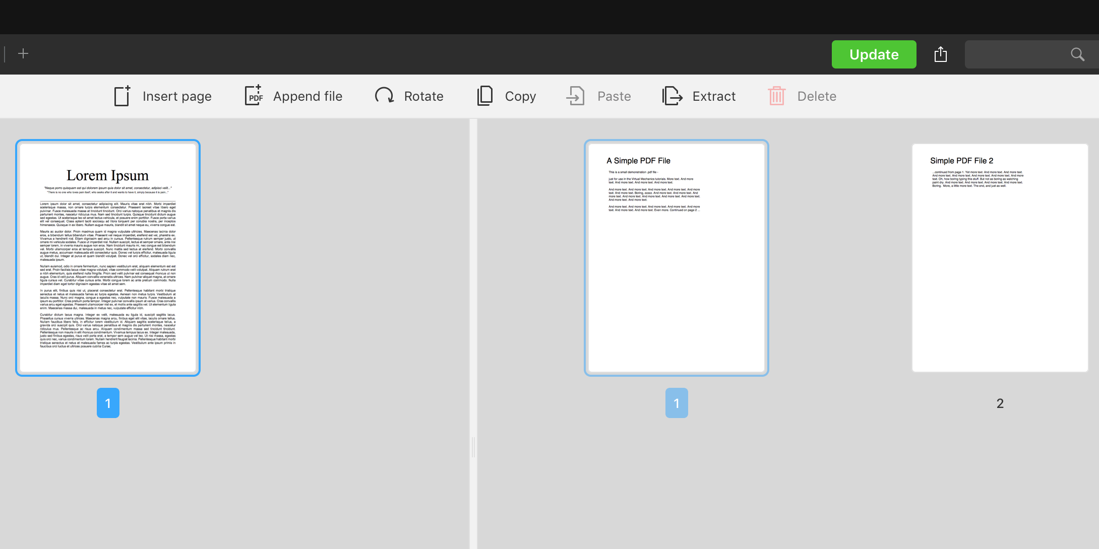 Перенос страниц между PDF в PDF Expert
