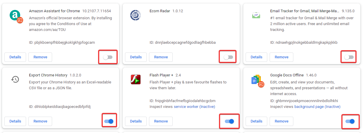 Отключение всех расширений в Chrome
