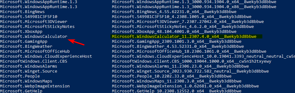 Список AppxPackage в PowerShell