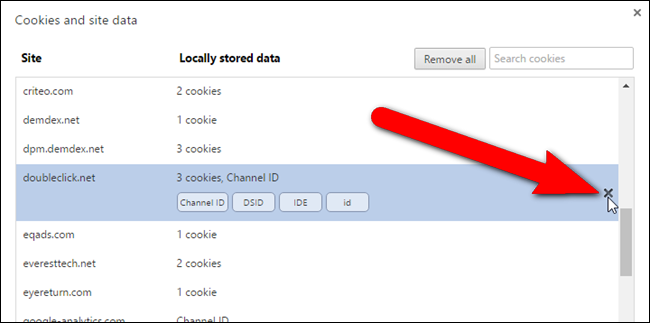 Удаление всех куки для одного сайта в Chrome