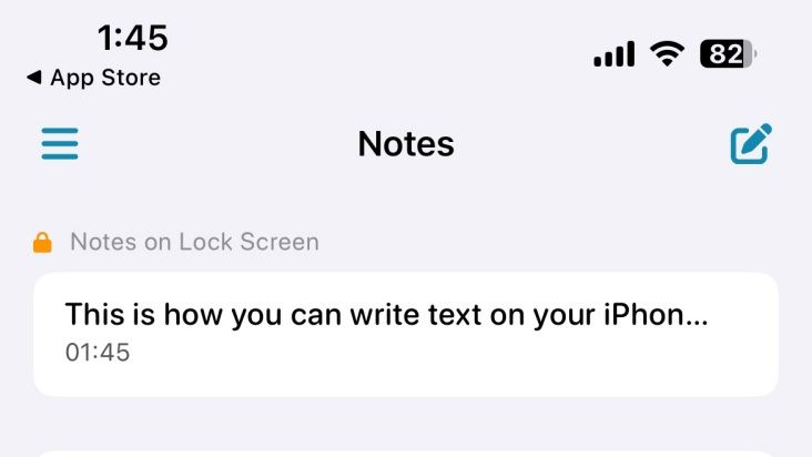 Сохранённая заметка в списке LockNotes