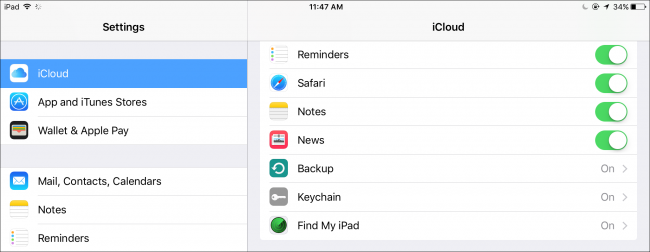 Параметры iCloud для Связки ключей
