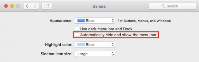 Снимок окна «Основные» в Системных настройках macOS