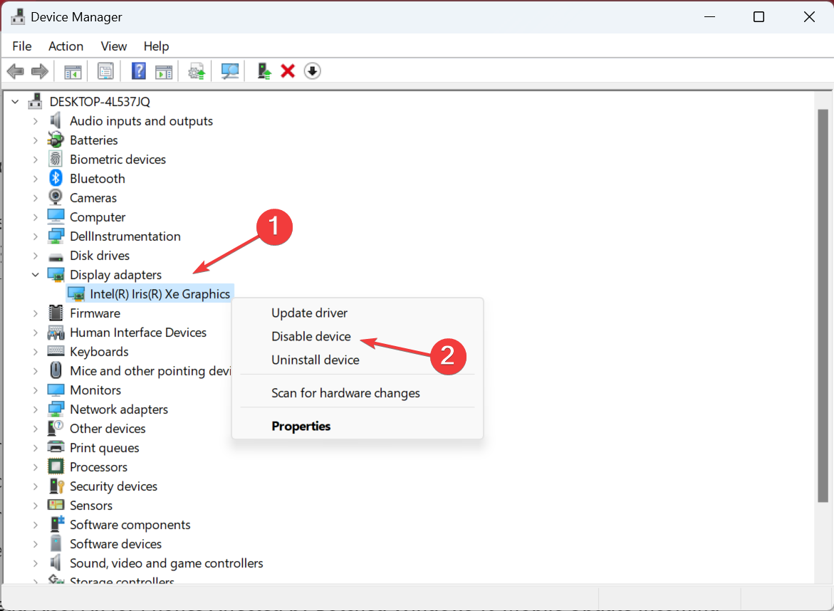 отключение лишнего драйвера видеокарты в Диспетчере устройств