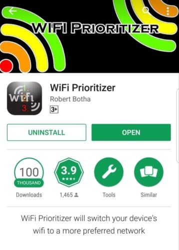 Интерфейс приложения WiFi Prioritizer на Android