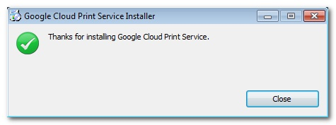Экран установки Google Cloud Print Service