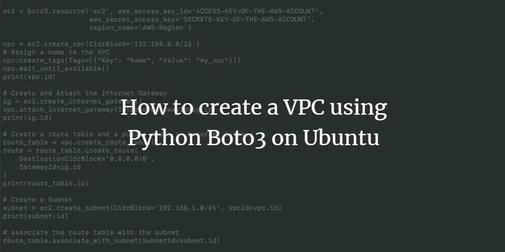 Создание VPC с Boto3 в Python