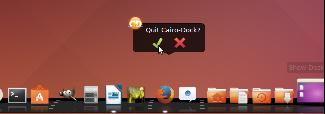 Диалог подтверждения выхода из Cairo-Dock